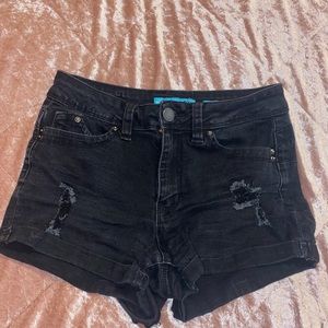 Black ripped jean shorts
